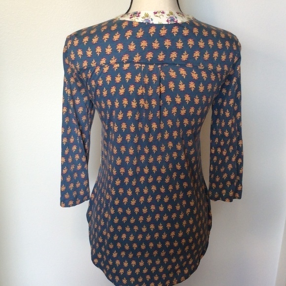 Maeve Colorful Print 3/4 Sleeve Pullover Top Sz-XS - Picture 2 of 4